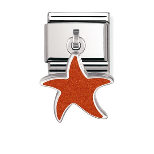 COMPOSABLE Classic CHARMS in stainless steel and sterling silver with enamel (RED STARFISH) 031700/03