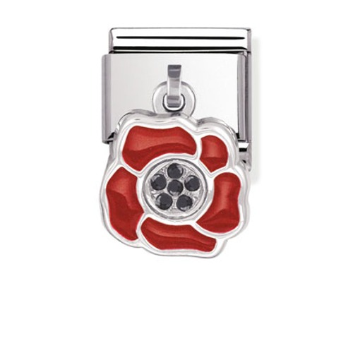 COMPOSABLE Classic CHARMS in stainless steel, Enamel and sterling silver with CZ (POPPY) 031712/04