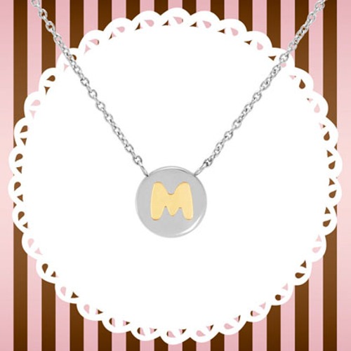 목걸이 MYBONBONS (마이본본) necklace in steel and gold LETTERS (M) 065010/013