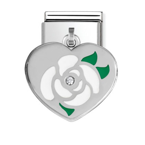 COMPOSABLE Classic CHARMS in stainless steel, Enamel and sterling silver with CZ (HEART FLOWER) 031712/07