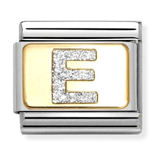 COMPOSABLE Classic LETTERS GLITTER in stainless steel with enamel and 18k gold (E) 030291/05