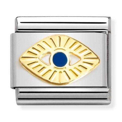 COMPOSABLE Classic MADAME ＆ MONSIEUR link in stainless steel 18K gold and enamel (Eye of God) 030285/65