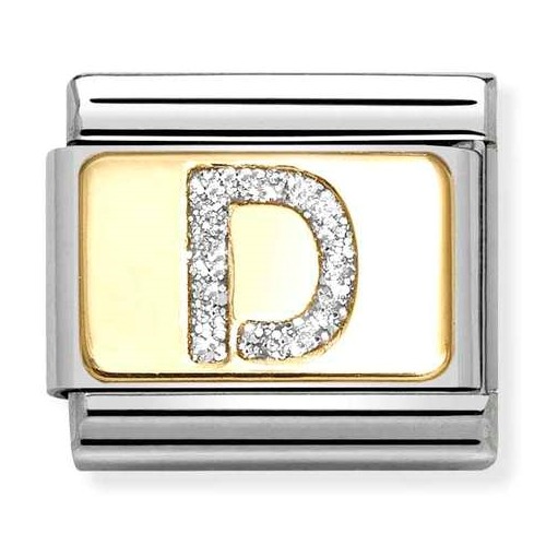 COMPOSABLE Classic LETTERS GLITTER in stainless steel with enamel and 18k gold (D) 030291/04