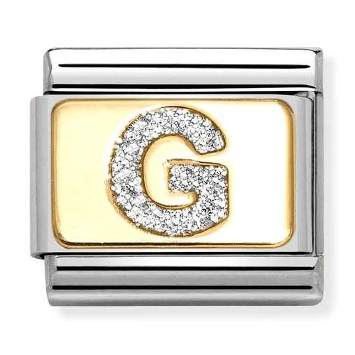 COMPOSABLE Classic LETTERS GLITTER in stainless steel with enamel and 18k gold (G) 030291/07