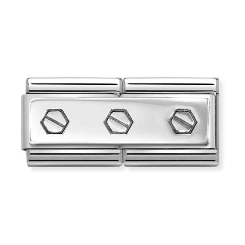 COMPOSABLE Classic DOUBLE link ENGRAVED sterling silver (Three Hexagonal Screws) 330710/50