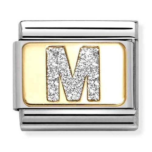 COMPOSABLE Classic LETTERS GLITTER in stainless steel with enamel and 18k gold (M) 030291/13
