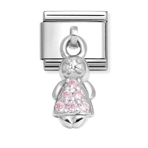 COMPOSABLE Classic CHARMS in stainless steel silver 925 and cubic zirconia (Pink Girl) 331800/28