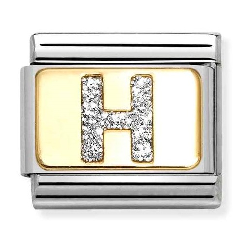 COMPOSABLE Classic LETTERS GLITTER in stainless steel with enamel and 18k gold (H) 030291/08