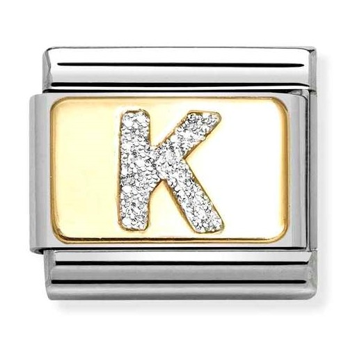 COMPOSABLE Classic LETTERS GLITTER in stainless steel with enamel and 18k gold (K) 030291/11