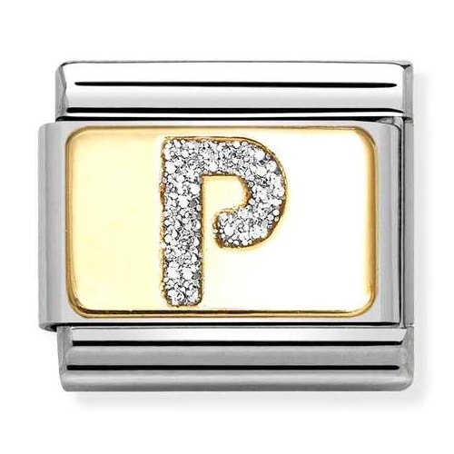 COMPOSABLE Classic LETTERS GLITTER in stainless steel with enamel and 18k gold (P) 030291/16