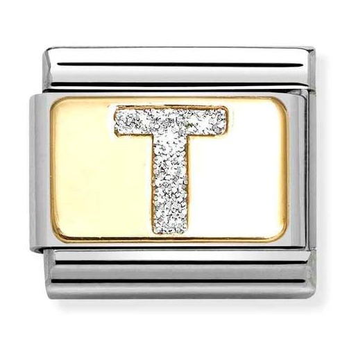 COMPOSABLE Classic LETTERS GLITTER in stainless steel with enamel and 18k gold (T) 030291/20