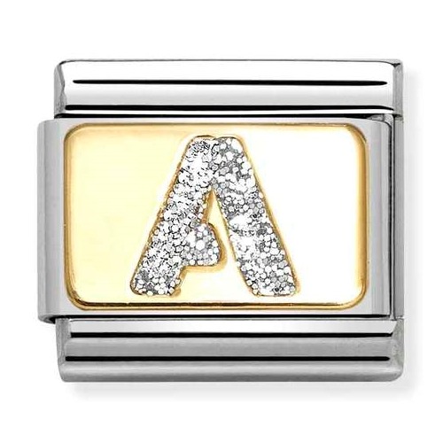 COMPOSABLE Classic LETTERS GLITTER in stainless steel with enamel and 18k gold (A) 030291/01