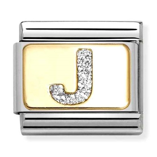 COMPOSABLE Classic LETTERS GLITTER in stainless steel with enamel and 18k gold (J) 030291/10