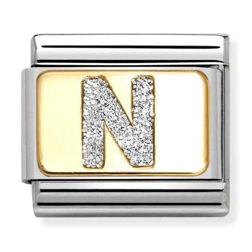 COMPOSABLE Classic LETTERS GLITTER in stainless steel with enamel and 18k gold (N) 030291/14