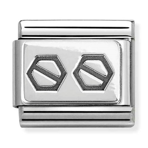 COMPOSABLE Classic PLATES OXIDIZED steel and silver 925 (Double Hexagonal Screw) 330102/62