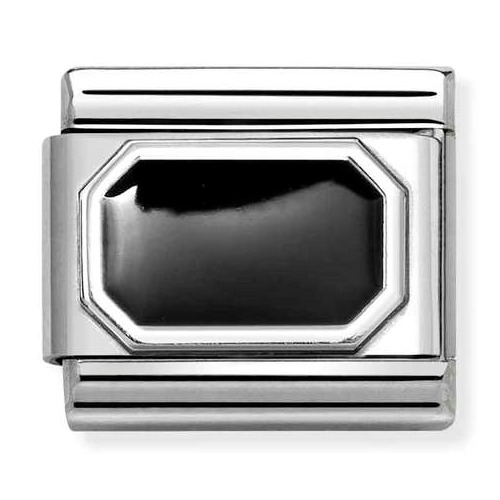 COMPOSABLE Classic Hearts and Geometric Link in stainless steel 925 silver and enamel (Rectangle Black) 330206/34
