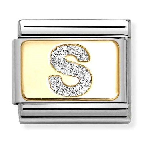 COMPOSABLE Classic LETTERS GLITTER in stainless steel with enamel and 18k gold (S) 030291/19