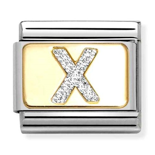 COMPOSABLE Classic LETTERS GLITTER in stainless steel with enamel and 18k gold (X) 030291/24