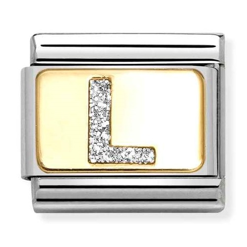 COMPOSABLE Classic LETTERS GLITTER in stainless steel with enamel and 18k gold (L) 030291/12