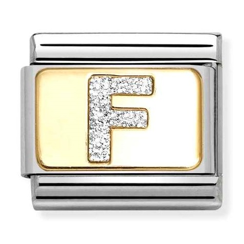 COMPOSABLE Classic LETTERS GLITTER in stainless steel with enamel and 18k gold (F) 030291/06