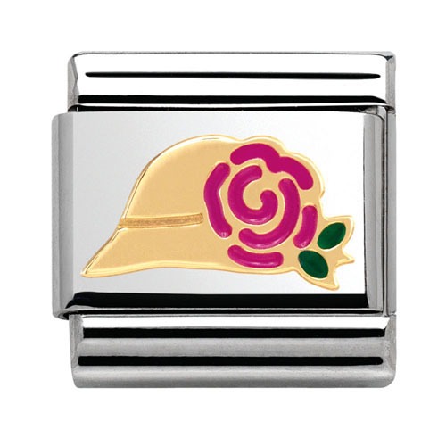 COMPOSABLE Classic MADAME ＆ MONSIEUR link in stainless steel 18K gold and enamel (Madame Hat) 030285/15