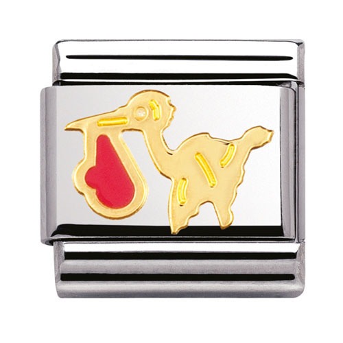COMPOSABLE Classic DAILY LIFE in stainless steel with enamel and 18k gold (PINK STORK) 030208/21