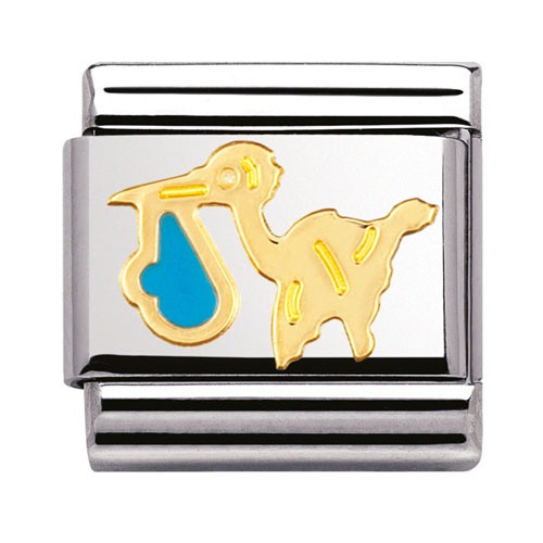 COMPOSABLE Classic DAILY LIFE in stainless steel with enamel and 18k gold (BLUE STORK) 030208/20