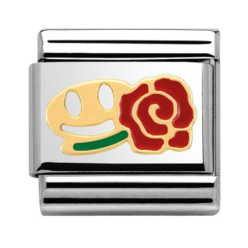 COMPOSABLE Classic FUN in stainless steel with enamel and 18k gold (SMILE with ROSE) 030243/26