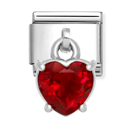 COMPOSABLE Classic CHARMS CZ steel 925 Silver (Heart Cut Red CZ) 331812/13