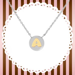 목걸이 MYBONBONS (마이본본) necklace in steel and gold LETTERS (A) 065010/001
