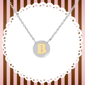 목걸이 MYBONBONS (마이본본) necklace in steel and gold LETTERS (B) 065010/002