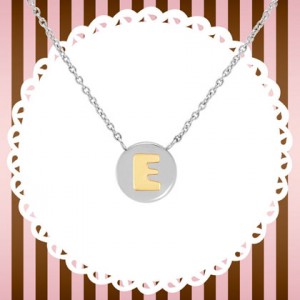 목걸이 MYBONBONS (마이본본) necklace in steel and gold LETTERS (E) 065010/005