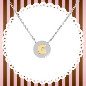 목걸이 MYBONBONS (마이본본) necklace in steel and gold LETTERS (G) 065010/007