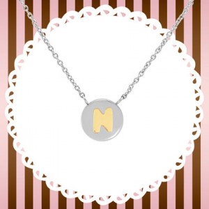 목걸이 MYBONBONS (마이본본) necklace in steel and gold LETTERS (N) 065010/014