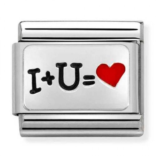 COMPOSABLE Classic OXIDIZED LOVE links in steel enamel and 925 silver (I and U HEART) 330208/51