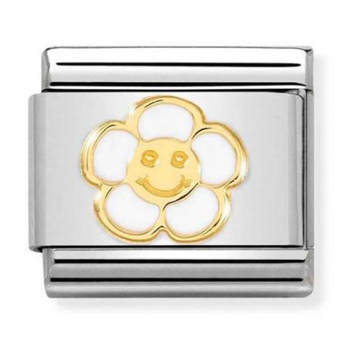 COMPOSABLE Classic FANTASIA in stainless steel with 18k gold and enamel (Smile Flower) 030272/59