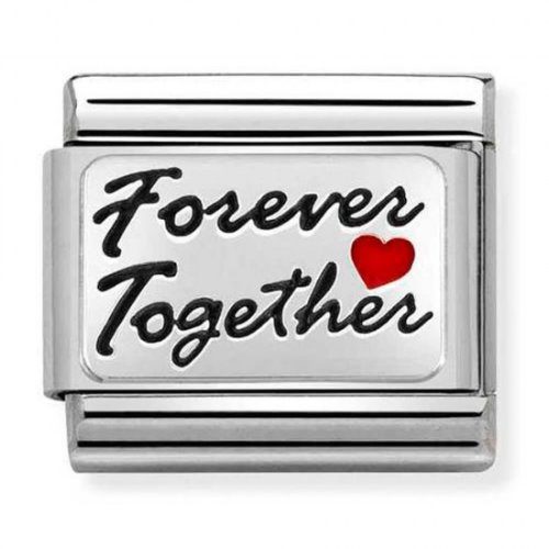 COMPOSABLE Classic OXIDIZED LOVE links in steel enamel and 925 silver (Forever Together) 330208/53