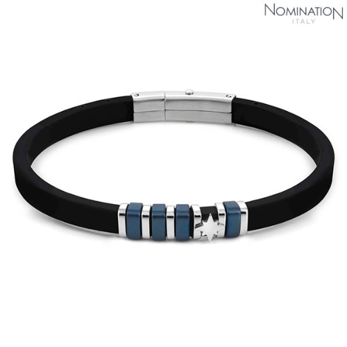 팔찌 City(시티) bracelet in steel and silicon with BLUE PVD details (Wind Rose) 028801/014
