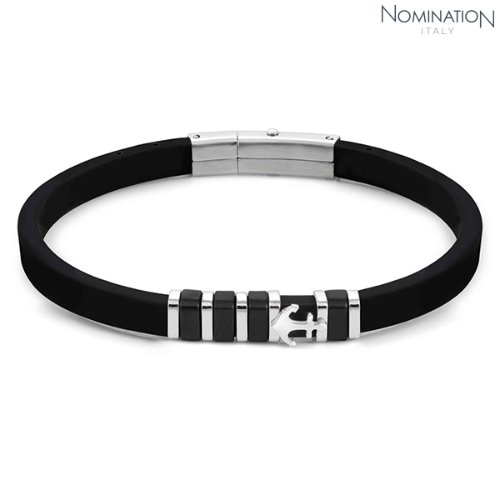 팔찌 City(시티) bracelet in steel and silicon with BLACK PVD details (Anchor) 028802/002
