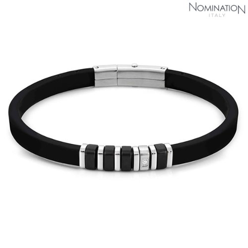 팔찌 City(시티) bracelet in steel silicon and WHITE CZ (Black) 028804/015