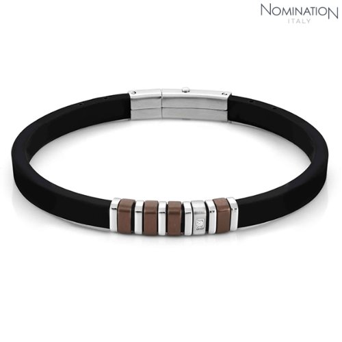 팔찌 City(시티) bracelet in steel silicon and WHITE CZ (Chocolate) 028804/028