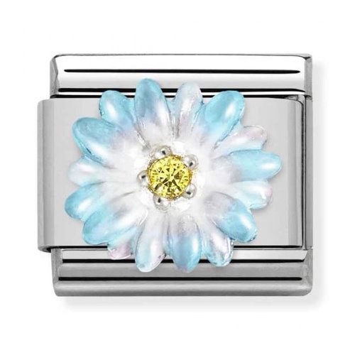 COMPOSABLE Classic SYMBOLS stainless steel enamel CZ and 925 silver (LIGHT BLUE FLOWER) 330321/06