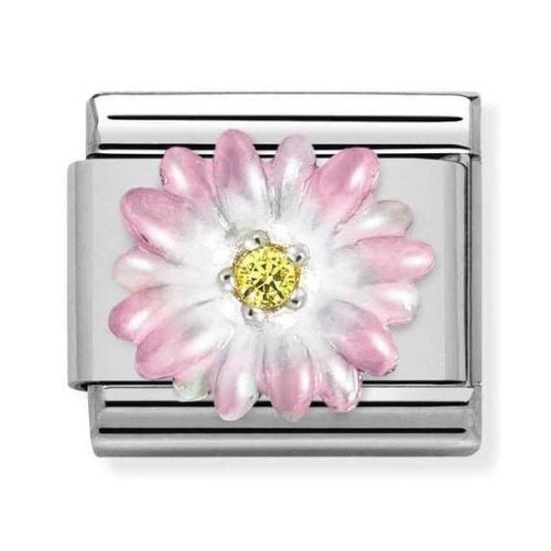 COMPOSABLE Classic SYMBOLS stainless steel enamel CZ and 925 silver (PINK FLOWER) 330321/05