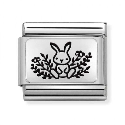 COMPOSABLE Classic PLATES steel and silver 925 (RABBIT WITH FLOWERS) 330111/20