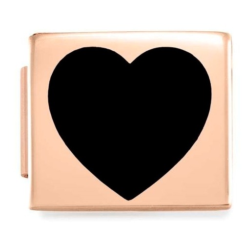 COMPOSABLE GLAM SYMBOLS in steel and enamel finish rose gold (BLACK HEART) 230203/03