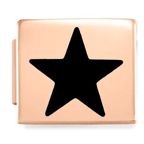 COMPOSABLE GLAM SYMBOLS in steel and enamel finish rose gold (BLACK STAR) 230203/04