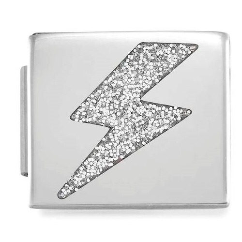 COMPOSABLE GLAM SYMBOLS in steel and enamel (THUNDERBOLT SILVER GLITTER) 230202/05