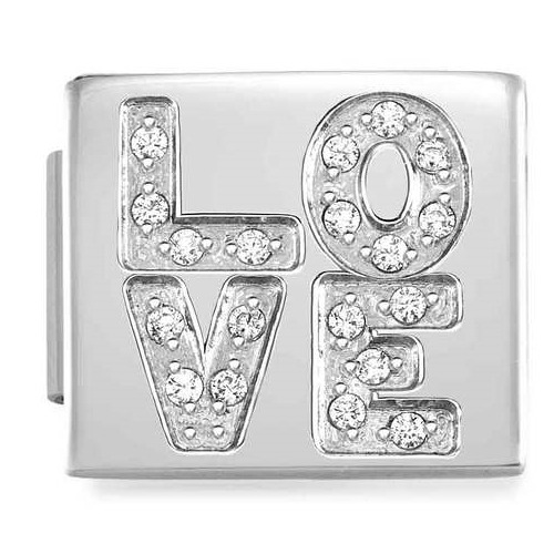 COMPOSABLE GLAM SYMBOLS in steel and CZ (RICH) (LOVE) 230312/01