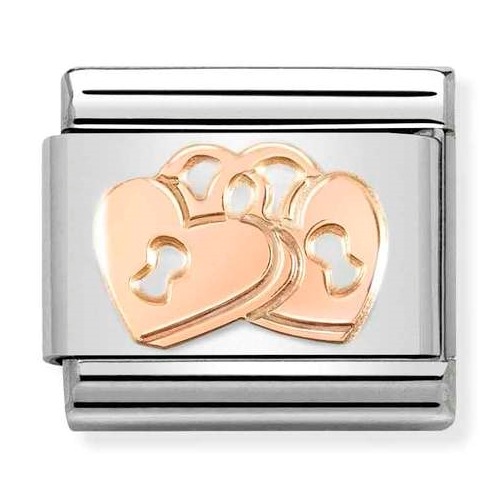 COMPOSABLE Classic SYMBOLS stainless steel and gold 9k (Padlock Hearts) 430104/39