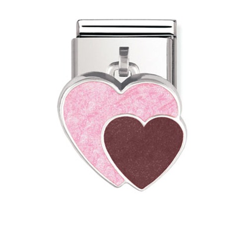 COMPOSABLE Classic CHARMS in stainless steel and sterling silver with enamel (Pink and Red Double Heart) 031700/07